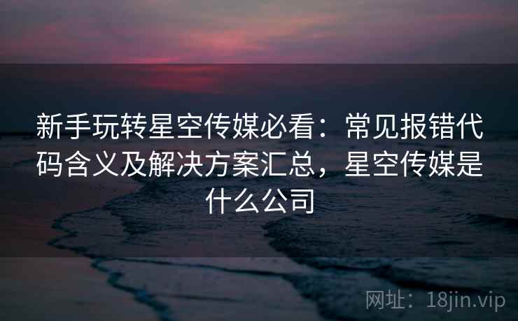 新手玩转星空传媒必看：常见报错代码含义及解决方案汇总，星空传媒是什么公司