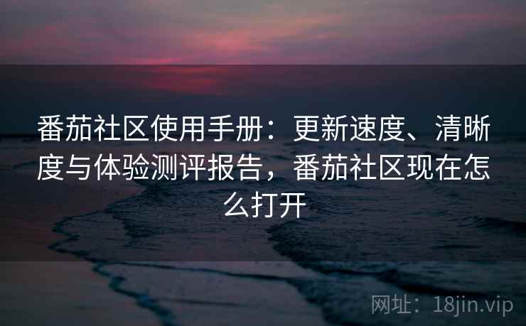 番茄社区使用手册：更新速度、清晰度与体验测评报告，番茄社区现在怎么打开